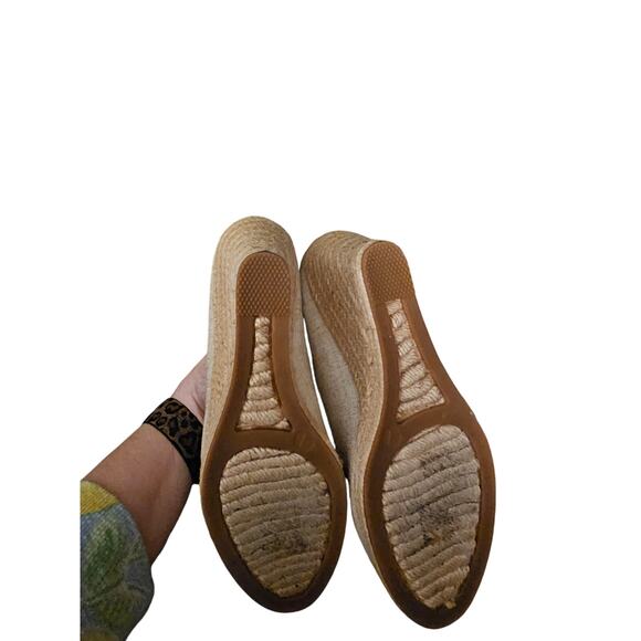 Seville espadrille wedges in metallic canvas sz 7 cream shoes SH413 - Picture 6 of 7